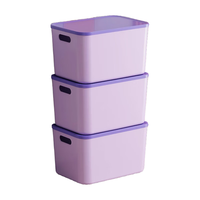 稻草熊（DOCOXO）桌面收纳盒塑料长方形小盒子储物筐容器家用收纳盒厨房储物塑料盒 【3个装】高款特大号-香芋紫