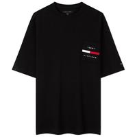 TOMMY HILFIGER 华夫格肌理拼色刺绣贴袋 男士短袖T恤
