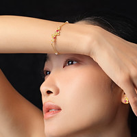 千叶珠宝黄金足金合成红宝石手链 芳菲桂花雨系列优雅精致女计价 金重约3.59g/支持多退少补 链长约18cm