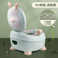 yeesoom孕森婴儿童马桶坐便器男孩女宝宝小孩婴幼儿便盆尿盆 【绿色-2个装PU软垫】+100只清洁袋+清洁刷