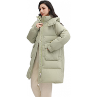 鸭鸭(YAYA)羽绒服女2025冬季中长款连帽纯色休闲保暖加厚时尚外套潮KL 青草绿色 S (155)