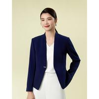 粉蓝衣橱 高级感西装2025秋装无领一粒扣外搭小衫短外套女