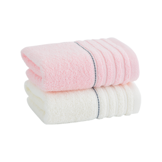 洁丽雅 新疆长绒棉毛巾 60*30cm 粉+米