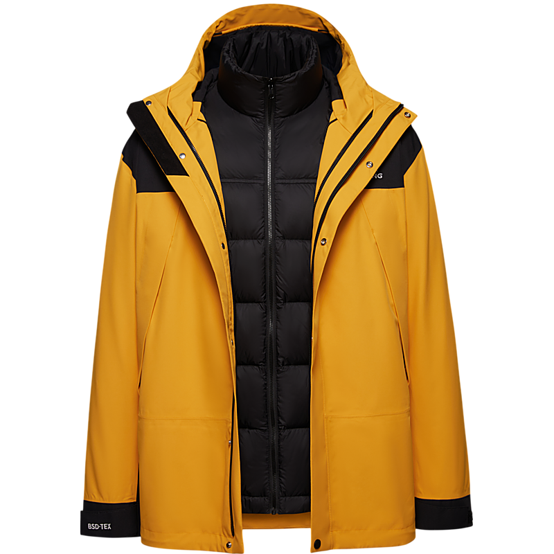 【明星同款鹅绒冲锋衣】波司登冬男女同款一衣三穿厚羽绒服外套