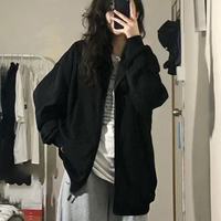 黑色连帽卫衣女秋冬季2025纯色小个子高级感超好看外套