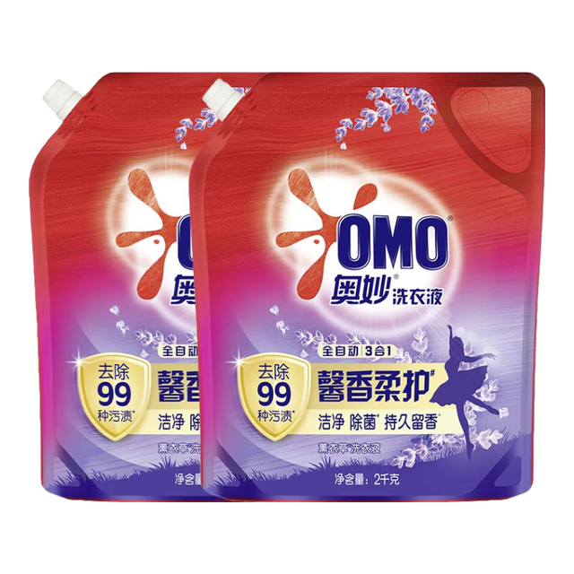 奥妙 99%除菌酵素洗衣液 全自动3合1薰衣草馨香持久留香洗衣液补充装 薰衣草香2kg袋+500g袋