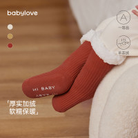 移动专享：娃爱的蓓蓓 婴儿袜子冬季宝宝中筒袜仿羊羔绒保暖防滑袜