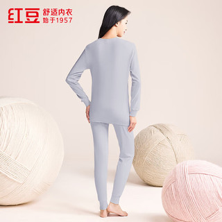 红豆（Hodo）秋冬内衣柔棉圆领秋衣秋裤男士女士打底保暖内衣套装 女款灰蓝色 S 160/85