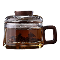 全度高硼硅耐高温办公杯茶杯烟灰色杯子简约带过滤茶水分离玻璃杯迷你 祥云墩墩杯透明色 200ml 1只