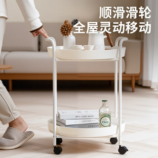 禧天龙小推车置物架厨房宿舍零食多功能移动夹缝收纳架书包架子2层白色 白色 1个 【2层加粗碳钢】低扶手置物架