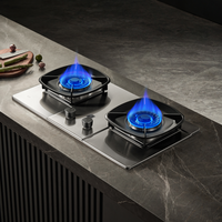 优盟燃气灶厨房304不锈钢天然气煤气灶双灶头家用嵌入式鸳鸯