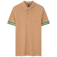 TOMMY HILFIGER 男士拼色门襟修身短袖POLO衫