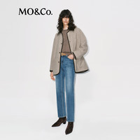 MO&Co.毛呢外套2025冬经典浅花驼粗呢复古棕色素皮拼接MBE4COT063 浅花驼色 M /165