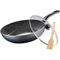 苏泊尔（SUPOR）平底锅不粘锅 牛排煎锅 麦饭石色炒菜锅煎蛋煎饼锅电磁炉燃气通用 【24CM加深】配盖+木铲