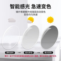 镜邦 近视眼镜商务大脸眼镜框男大黑框眉线眼镜框配变色眼镜Z 3303黑银 超轻钛材多边形框 配1.56防蓝光变色镜片 其他颜色