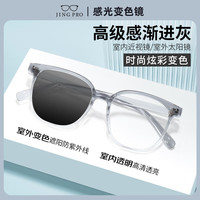 镜邦 近视眼镜商务大脸眼镜框男大黑框眉线眼镜框配变色眼镜Z 28008椰子灰 时尚不规则框型 配1.60防蓝光变色镜片 其他颜色
