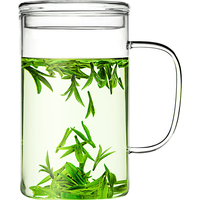 雅集 豪饮杯玻璃杯办公室 耐热大容量水杯 男士带盖泡茶杯子850ml