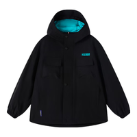 英氏 儿童冲锋外套男女童冬季上衣三防科技保暖连帽冬季中大童装 Y自然探寻-黑色 110