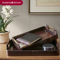 HARBOR HOUSE 美式家居日用进口皮质首饰收纳盒托盘桌面收纳置物盘Palmrosa 深棕皮质托盘大号-113929