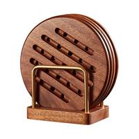 初心乌檀木实木隔热垫砂锅垫餐桌垫防烫家用餐垫 18cm防烫实木隔热垫-2片装