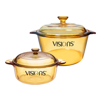 VISIONS 康宁 VS12+VS32 晶彩透明锅超值组合多用途耐热玻璃蒸汤锅+炖锅 黄色