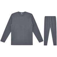 宜而爽【双面磨绒】秋冬保暖内衣男加绒阳离子圆领秋衣秋裤套装无痕 黑色 XL （130-150斤）