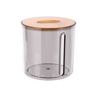 欧润哲 纸巾盒卫生间抽纸盒化妆棉洗脸巾收纳盒桌面客厅纸巾筒卷纸筒 圆形竹盖款透明灰