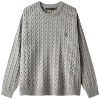 gxgjeans 男装基础刺绣绞花保暖圆领毛衣针织衫 25年冬新品