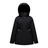 雪中飞2025冬新款短款派克羽绒服女冬连帽雅丹风户外收腰外套 黑色|8056 M 160/84A
