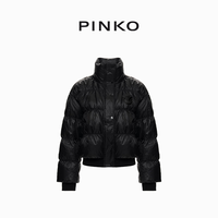 PINKO【圣诞】女士黑色短款立领秋冬外套日常通勤休闲修身羽绒服 玫红色 M