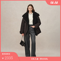 Fabrique多色大毛领派克羽绒服女冬季 碳黑色 S