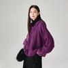 索菲丝尔 坑条插肩袖连帽长袖针织衫毛衣女冬季加厚宽松休闲毛衣