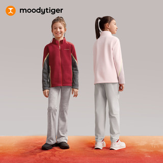 moodytiger【新年系列】儿童暖皮衣拒水保暖26年男女童柔软舒适立领外套 暗红色 120