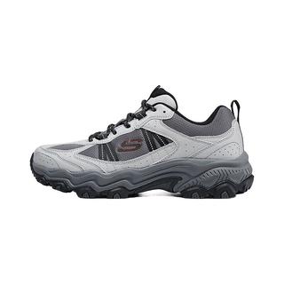 斯凯奇 SKECHERS 男士秋季绑带城市户外鞋 灰色/橘色/GYOR 42