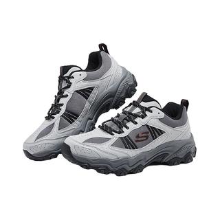 斯凯奇 SKECHERS 男士秋季绑带城市户外鞋 灰色/橘色/GYOR 42