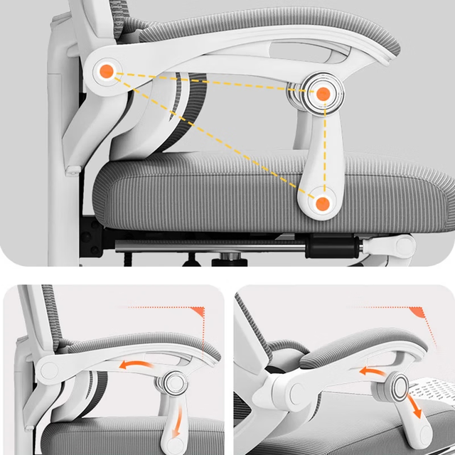 艺菲 人体工学椅 办公椅 4D头枕+四级防爆气杆+双靠背+加厚坐垫+150度可躺 灰白