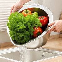 家の物语 日本淘米篮 304不锈钢淘米神器 水果洗菜盆沥水篮 加厚1个装