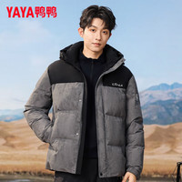 鸭鸭(YAYA)羽绒服男女同款2025冬季连帽加厚保暖立领拼色鸭绒厚外套PG 都市灰色 4XL