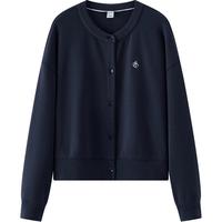 森马 外套女春短款圆领拼接条纹宽松落肩刺绣内搭2026叠穿夹克 暮蓝81003 XS