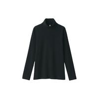 無印良品 MUJI(無印良品 )女式 起毛罗纹织高领长袖T恤 打底衫女款内搭秋季24年秋 黑色 S (155/80A)