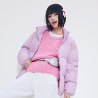 京东京造 羽绒服女冬季立领短款面包服冬季外套女 云紫色