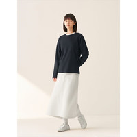無印良品 MUJI 无印良品 女式双罗纹圆领长袖T恤 黑色
