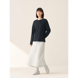 無印良品 MUJI 无印良品 女式双罗纹圆领长袖T恤 黑色