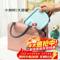 LOCK&LOCK 简约帆布拉链手提袋 藕粉色 时尚上班族外出带饭手提包