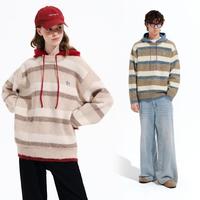 PSO BRAND 男女装【假两件】围巾西高地羊毛混纺条纹连帽毛衣冬