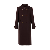 朗姿羊毛复古风双排扣毛呢外套翻领大衣