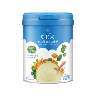 贝拉米 有机高铁米粉 国行版 2段 胡萝卜菠菜味 225g