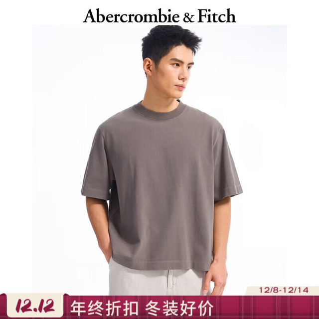Abercrombie & Fitch 男装25夏季美式复古棉质宽松短袖T恤124-5573