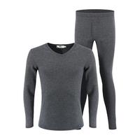 七匹狼 保暖内衣 含羊毛保暖套装加绒加厚男士V领秋衣秋裤男冬季内衣  深灰 XL