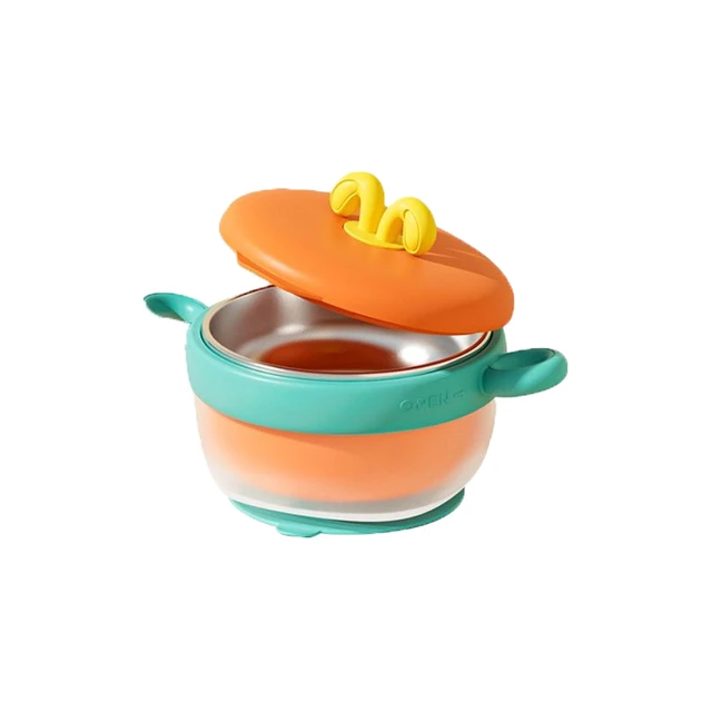 领宠爱 Licheers婴儿辅食碗恒温注水保温碗宝宝婴幼儿童碗316不锈钢吃饭餐具 注水保温碗-【贝粒橙】